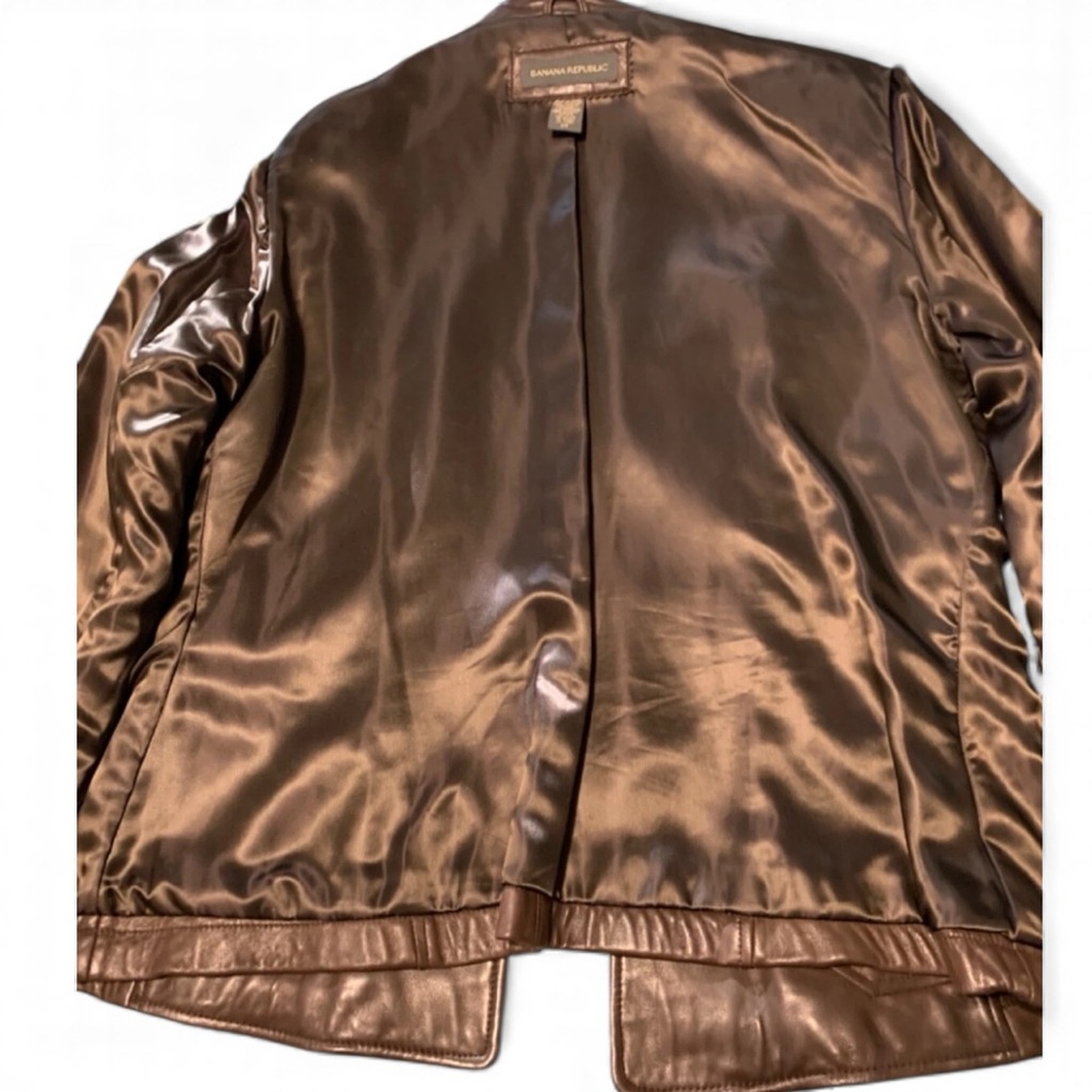 Vintage Banana Republic Authentic Leather Jacket -Mint! Fitted Dark Brown Sz 2 - Picture 12 of 13